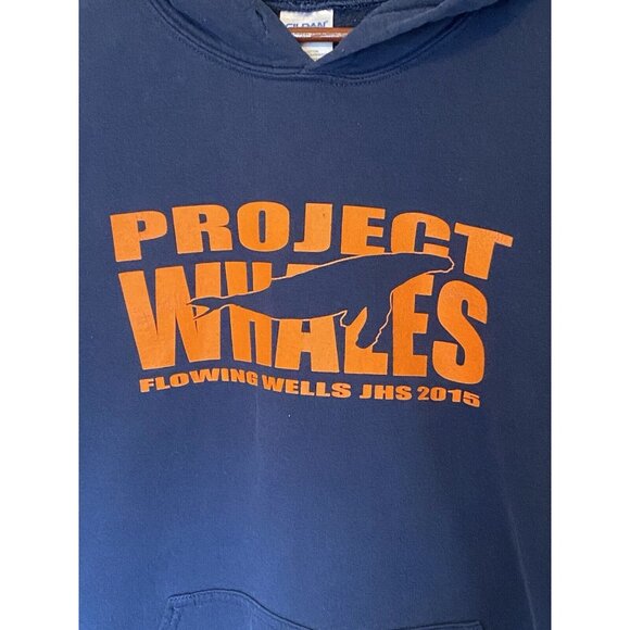 Project Whales Blue Pullover Hoodie Men's XL Flowing Wells JHS 2015 Gildan - Picture 5 of 7